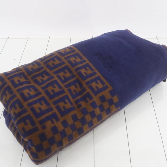 Fendi Other - Fendi Navy and Chocolate large blanket throw 140 by 120